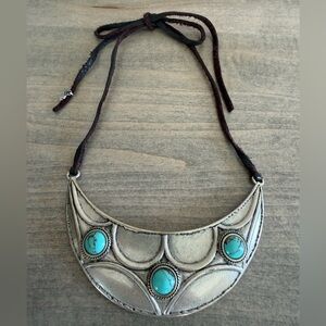 Lucky Brand Silver Necklace with Turquoise Accents